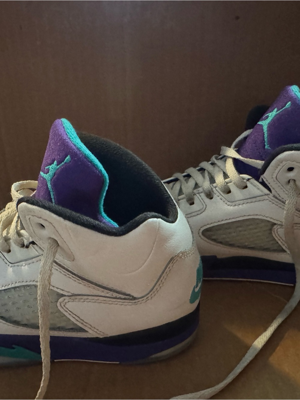 Jordan Retro Grape Kids White Sneakers with Purple and Teal Accents